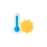 Thermometer icon in flat color style. Medical nature science temperature measure hot humid sunny tropical vector
