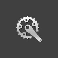 Bicycle crank set icon in metallic grey color style. Bicycle cycling rotor vector