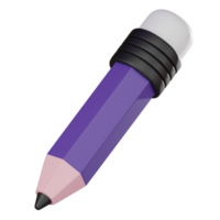 Pencil Icon for Learning and Creativity. 3D Render png