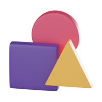 levendig geometrie, kleurrijk 3d icoon vormen gereedschap driehoek, vierkant, cirkel in abstract. 3d geven png