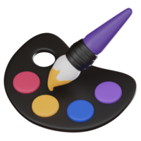 3D icon palette and brush for graphic design. 3D Render png
