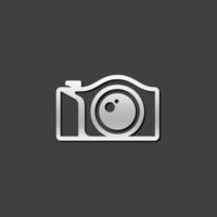 Camera icon in metallic grey color style. Photography mirror less digital vector