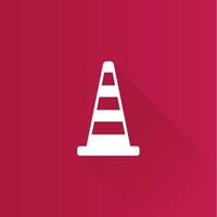 Traffic cone flat color icon long shadow vector illustration