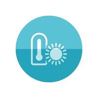 Thermometer icon in flat color circle style. Medical nature science temperature measure hot humid vector