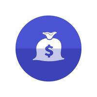 Money sack icon in flat color circle style. Finance wealth banking vector