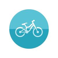 Mountain bike icon in flat color circle style. Sport transportation explore distance endurance bicycle suspension vector