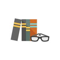 Books and glasses icon in flat color style. Education student college research library vector