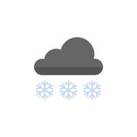 Weather overcast snowing icon in flat color style. Nature snowflakes winter December vector