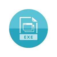 Executable file format icon in flat color circle style. Computer data program application installer vector