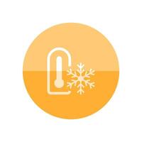 Thermometer icon in flat color circle style. Medical nature science temperature measure cold freezing December vector
