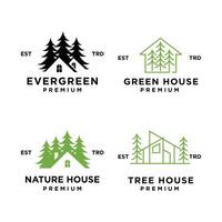 Pine house cottage logo icon design illustration vector