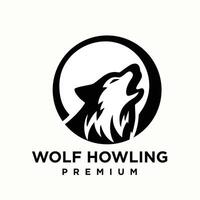 Wolf howling head logo icon design illustration vector