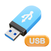 Pen drive USB ícone 3d Renderização ilustração elemento png