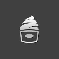 Ice cream icon in metallic grey color style. Food sweet delicious vector