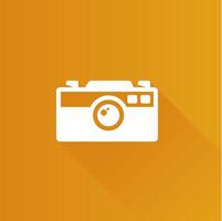 Range finder camera flat color icon long shadow vector illustration