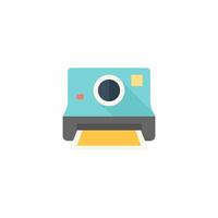 Instant camera icon in flat color style. Vintage retro photography photo mechanical analog film shooting instant paper vector