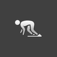 Starting runner icon in metallic grey color style. Sport athlete championship vector