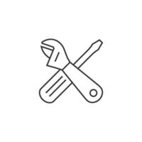 Mechanic tools icon in thin outline style vector