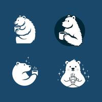 Polar Bear Coffee logo icon illustration design vector