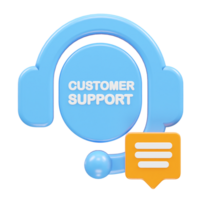 Customer support icon hotline 3d rendering illustration element png