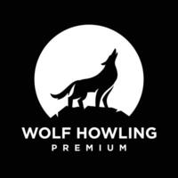 Wolf howling logo icon design illustration vector