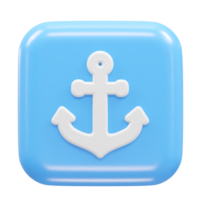 Anchor icon rendering 3d illustration png