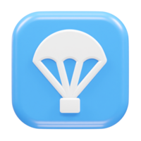 Parachute icon 3d illustration 3d rendering element png