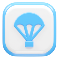 Parachute icon 3d illustration 3d rendering element png