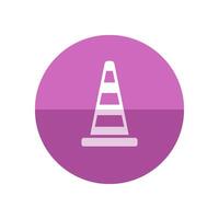 Traffic cone icon in flat color circle style. Road construction warning alert internet web page under construction vector