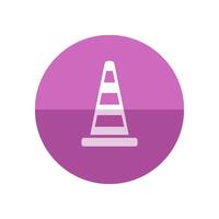 Traffic cone icon in flat color circle style. Road construction warning alert internet web page under construction vector