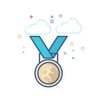 Athletic medal icon flat color style vector illustration