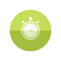 Stopwatch icon in flat color circle style. Speed, time, deadline vector