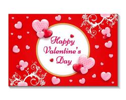 Valentine's day banner Red, white heart frame background, Greeting card, Trendy style. vector