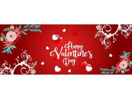 Valentine's day banner Red, white heart frame background. Voucher, Greeting card, Trendy style. vector