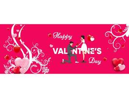 Valentine's day banner Red, white heart frame background. Voucher, Greeting card, Trendy style. vector