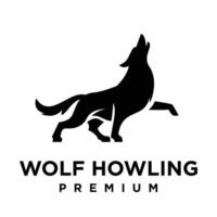 Wolf howling logo icon design illustration vector