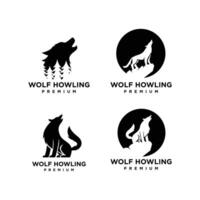 Wolf howling logo icon design illustration vector