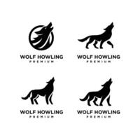 Wolf howling logo icon design illustration vector