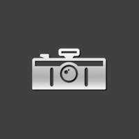 Panorama camera icon in metallic grey color style. Landscape nature architecture vector