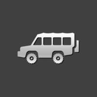 Offroad car icon in metallic grey color style.Truck double cabin explore vector