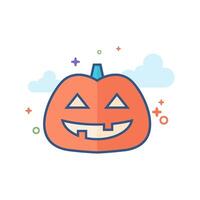 Pumpkin icon flat color style vector illustration