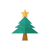 Christmas tree icon in flat color style. vector