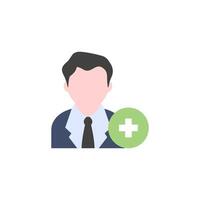 Businessman with plus sign icon in flat color style. Business office team add join recruit vector