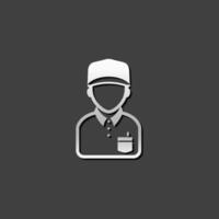 Delivery man icon in metallic grey color style. Courier logistic mail packet vector