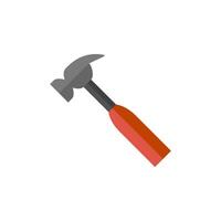 Hammer icon in flat color style. Construction tool work carpenter nail wood vector