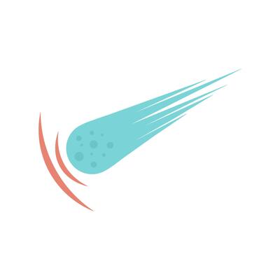 Comet icon in flat color style. Asteroid, space, falling
