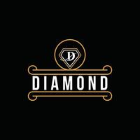 Diamond logo design line with circle concept and initial letter d vector