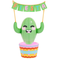 Cinco De Mayo , Cute Cactus with Fiesta Banner on transparent background , 3D Rendering png