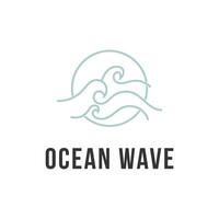 Ocean wave logo design line with circle simple concept vector