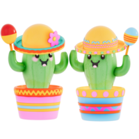 cinco de mayo , schattig cactus Holding maracas Aan transparant achtergrond , 3d renderen png